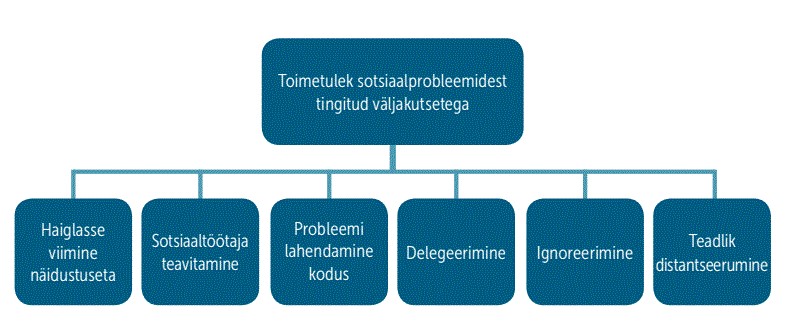 Joonis 2. Sotsiaalprobleemidest tingitud väljakutsetega toimetulekut kirjeldavad alakategooriad