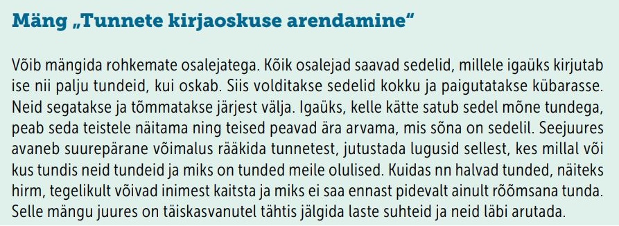 tunnete kirjaoskuse arendamine