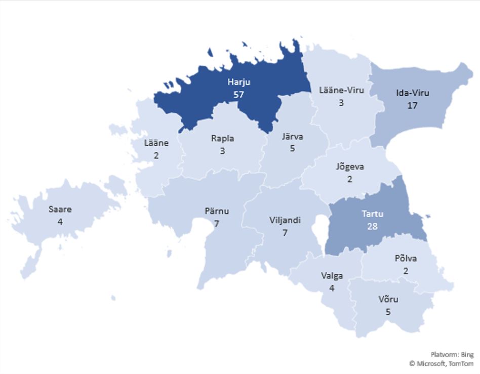 SRT osutajate arv maakonniti