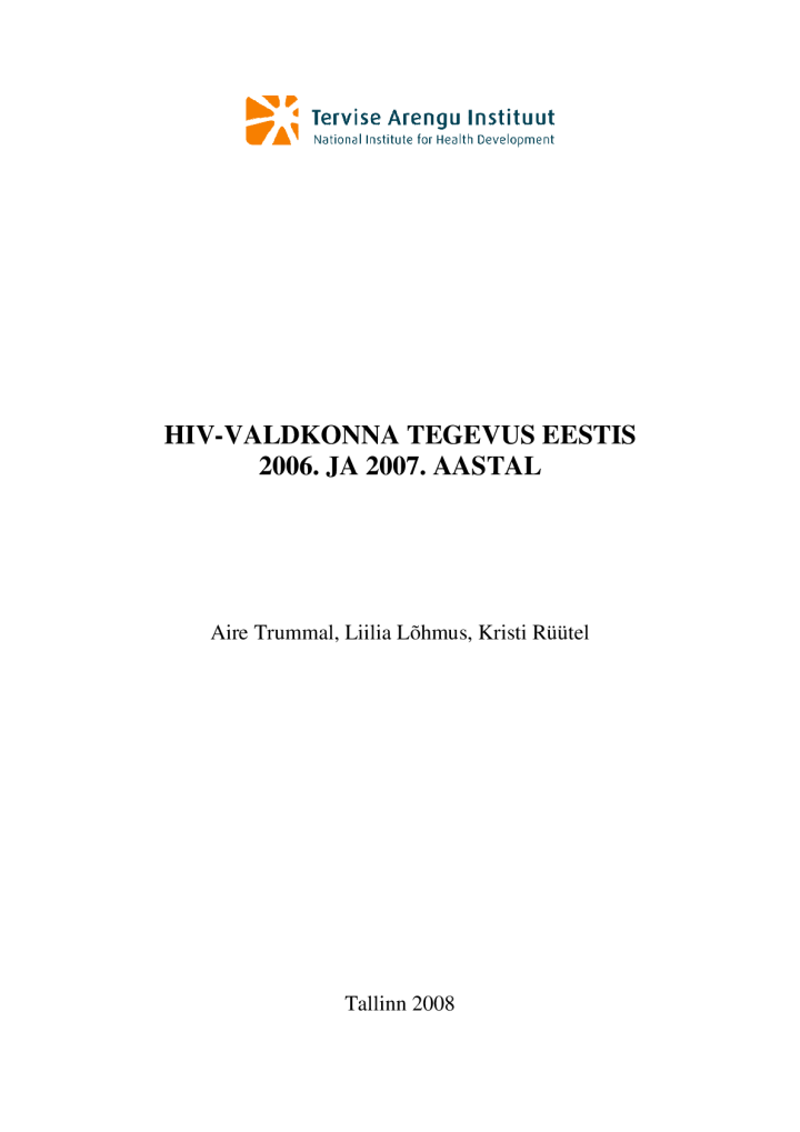 HIV-valdkonna tegevus Eestis 2006. ja 2007. aastal