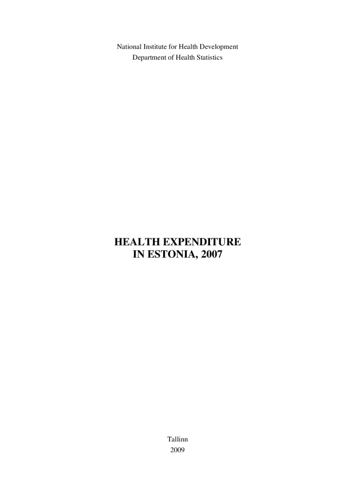 Health Expenditure in Estonia, 2007