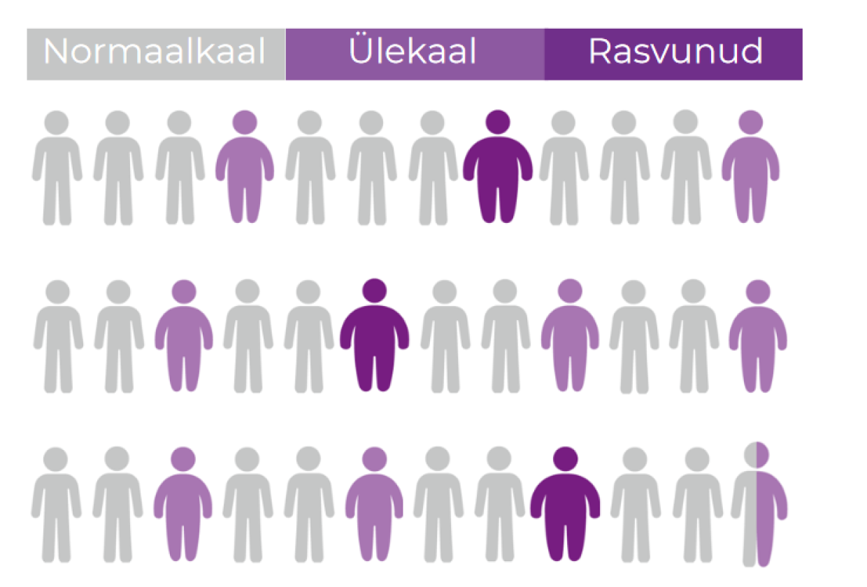 Liigse kehakaaluga õpilaste osatähtsus